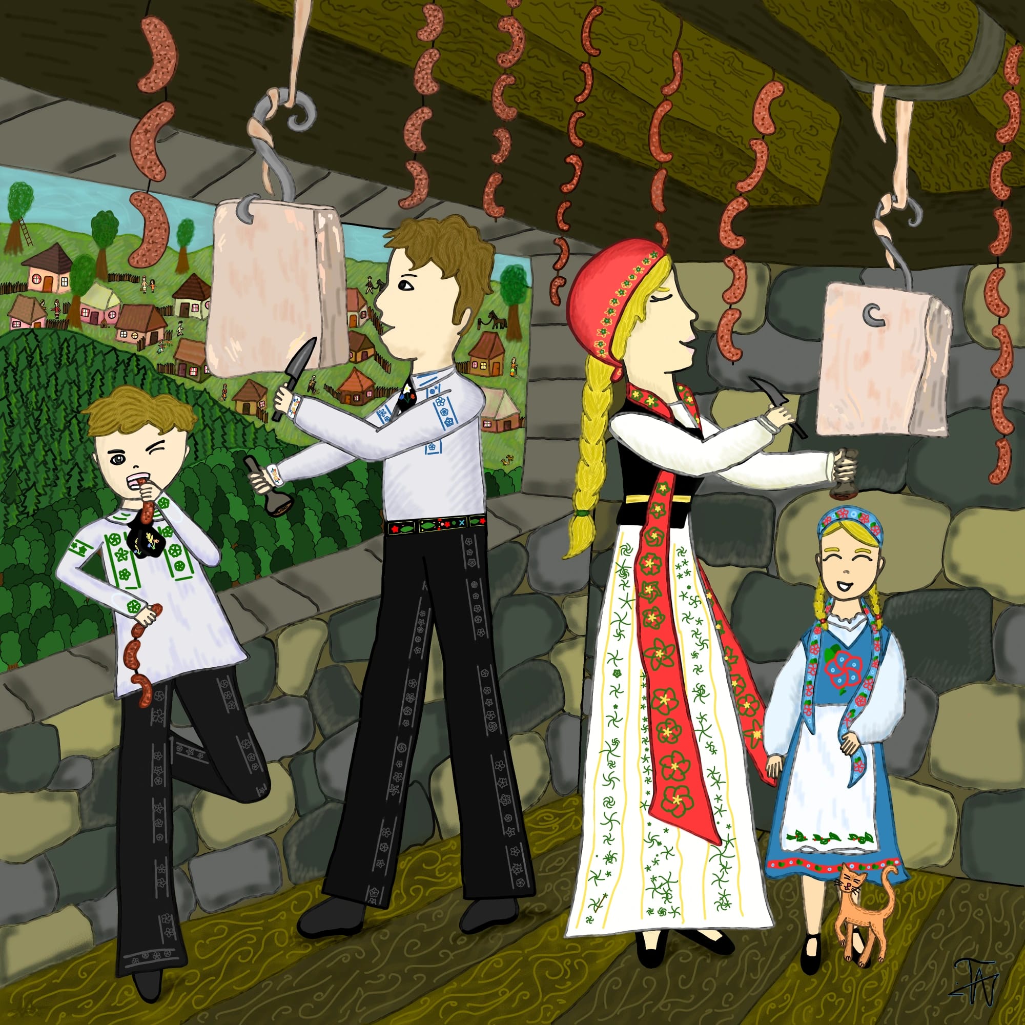 Ilustrație carte - Camera cu cărnații