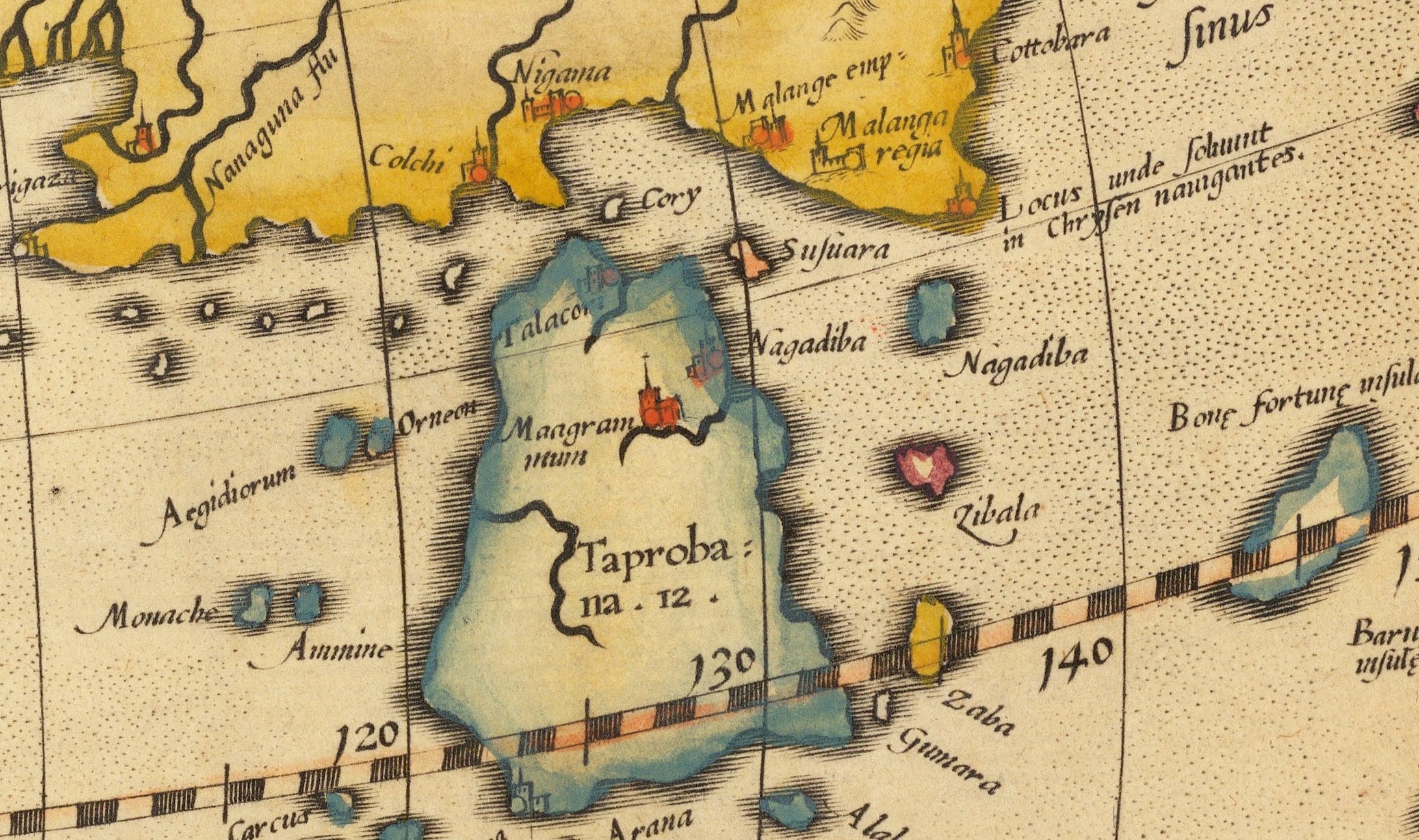 Universalis Tabula Iuxta Ptolemaeum - Harta lumii după Ptolemeu Detaliu 2