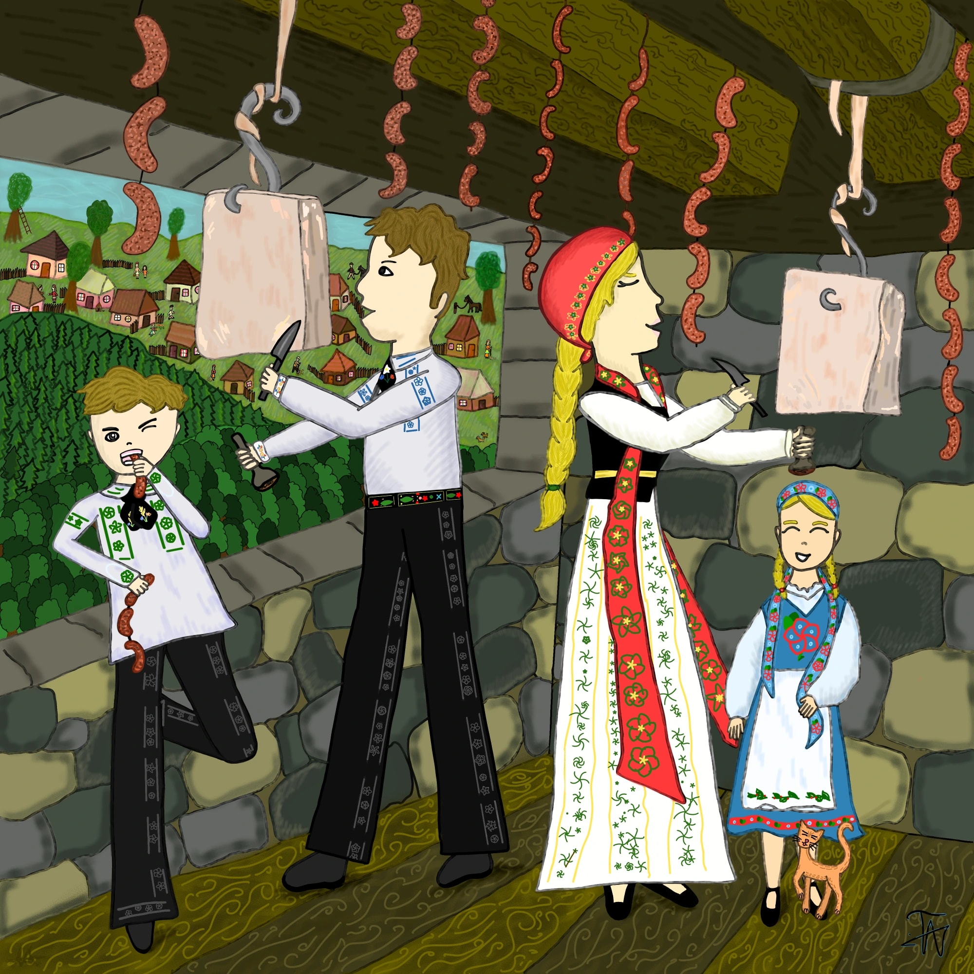 Ilustrație carte - Camera cu cărnații