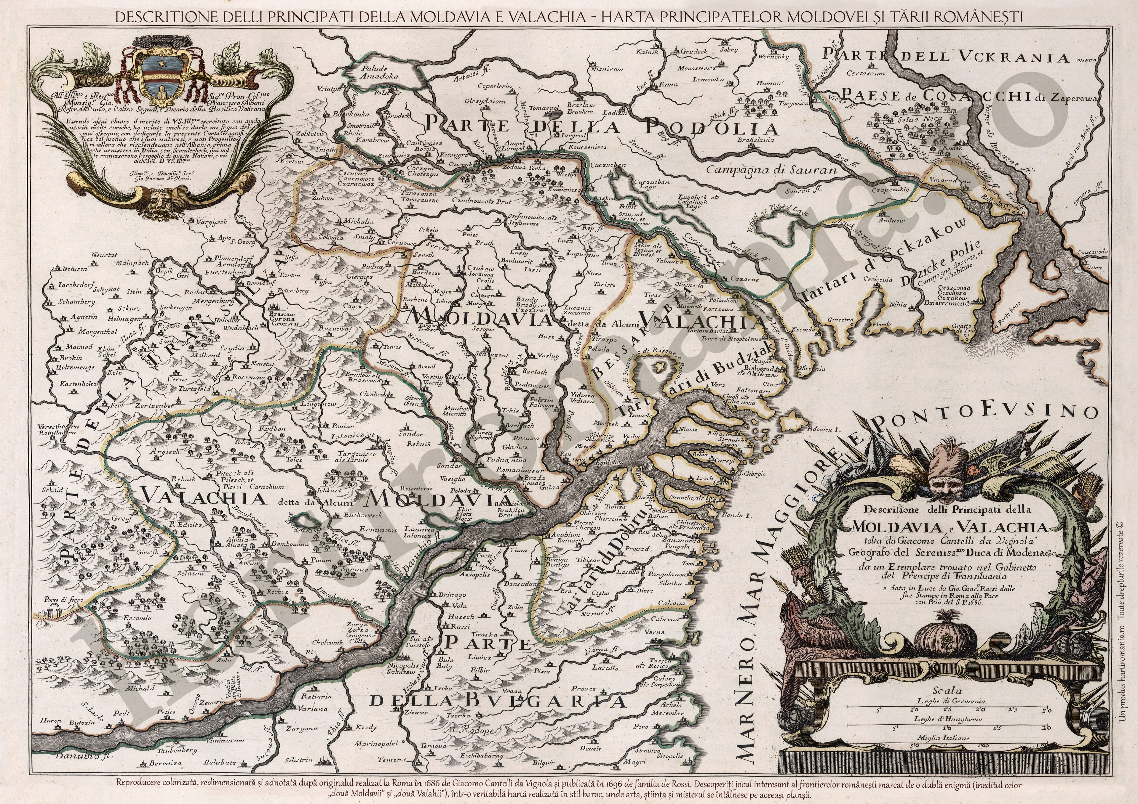 Descritione delli Principati della Moldavia, e Valachia, created by Giovanni Giacomo de Rossi