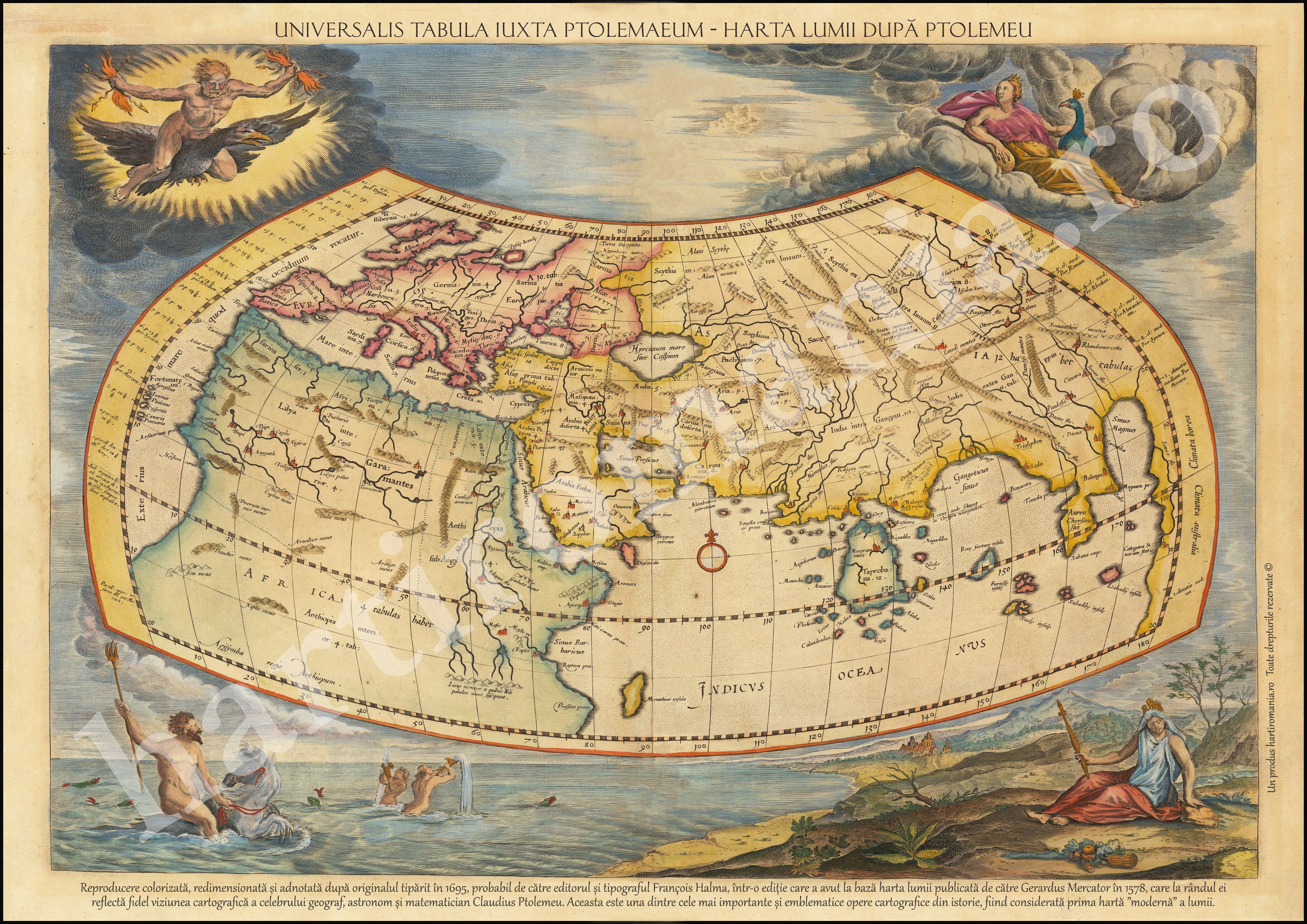 Universalis Tabula Iuxta Ptolemaeum - Harta lumii după Ptolemeu