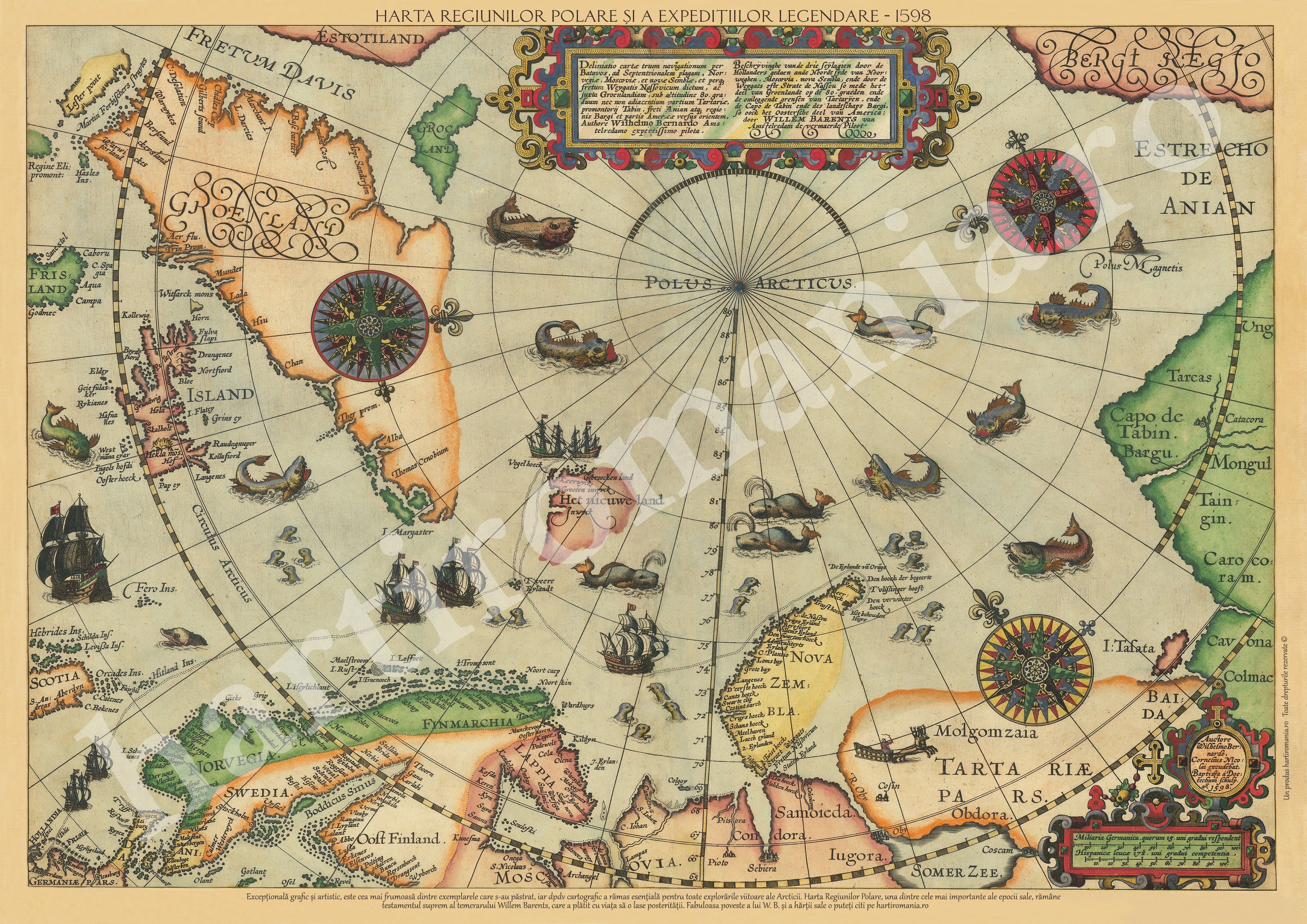 Harta Regiunilor Polare și a Expedițiilor Legendare - 1598