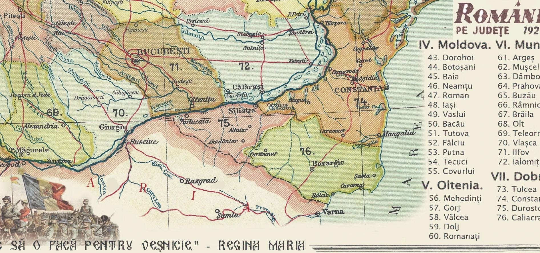 România Mare cu 76 de Județe - Detaliu